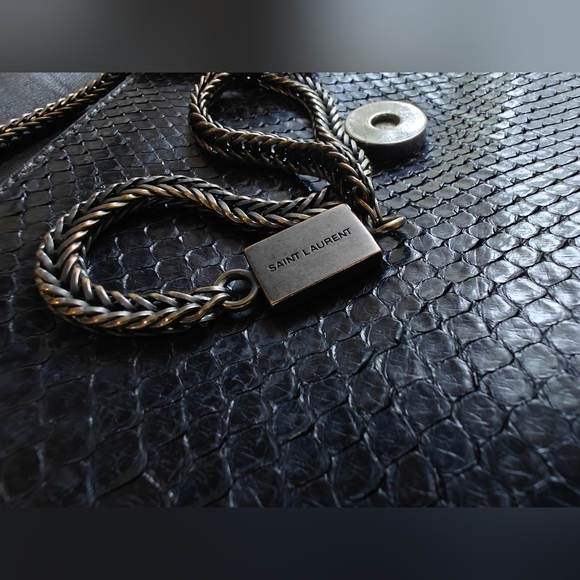 Saint Laurent Black Python and Leather Betty Shoulder Bag - Picture 7 of 8
